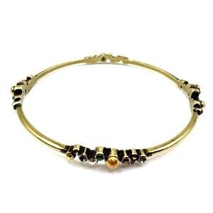 Brighton Crystal Palace Crystals Encrusted Wavy Bangle Gold Thin Stack Bracelet